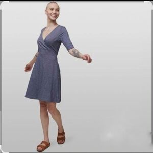 TOAD&CO CUE WRAP CAFE DRESS NAVY STRIPED SZ M